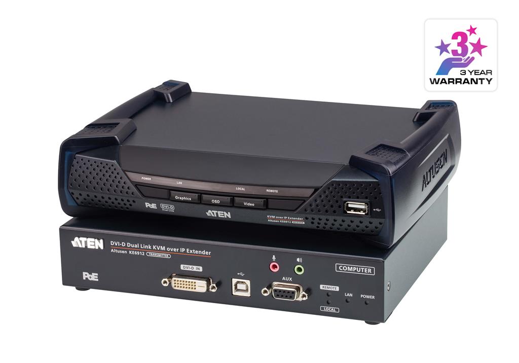 Estensore KVM over IP 2K DVI-D Dual Link con PoE