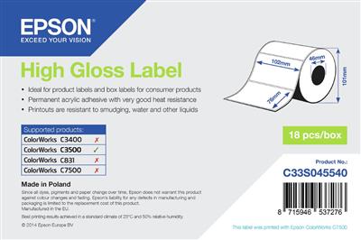 Epson High Gloss LabelDie-cut Roll: 102mm x 76mm, 415 labels