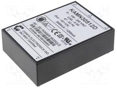 Converter  AC/DC  30W  Uin 85÷265V  Uout 5VDC  Iout 3A  82%