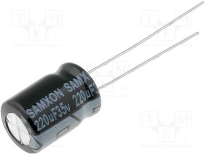 Condensatore: elettrolitico THT 220uF 35VDC 8x12mm 20%