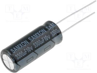Condensatore: elettrolitico THT 3300uF 10VDC 10x25mm 20%
